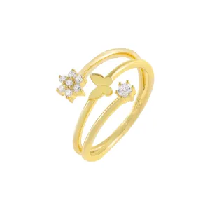 CZ Flower X Butterfly Wrap Ring