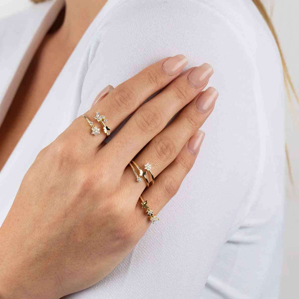 CZ Flower X Butterfly Wrap Ring