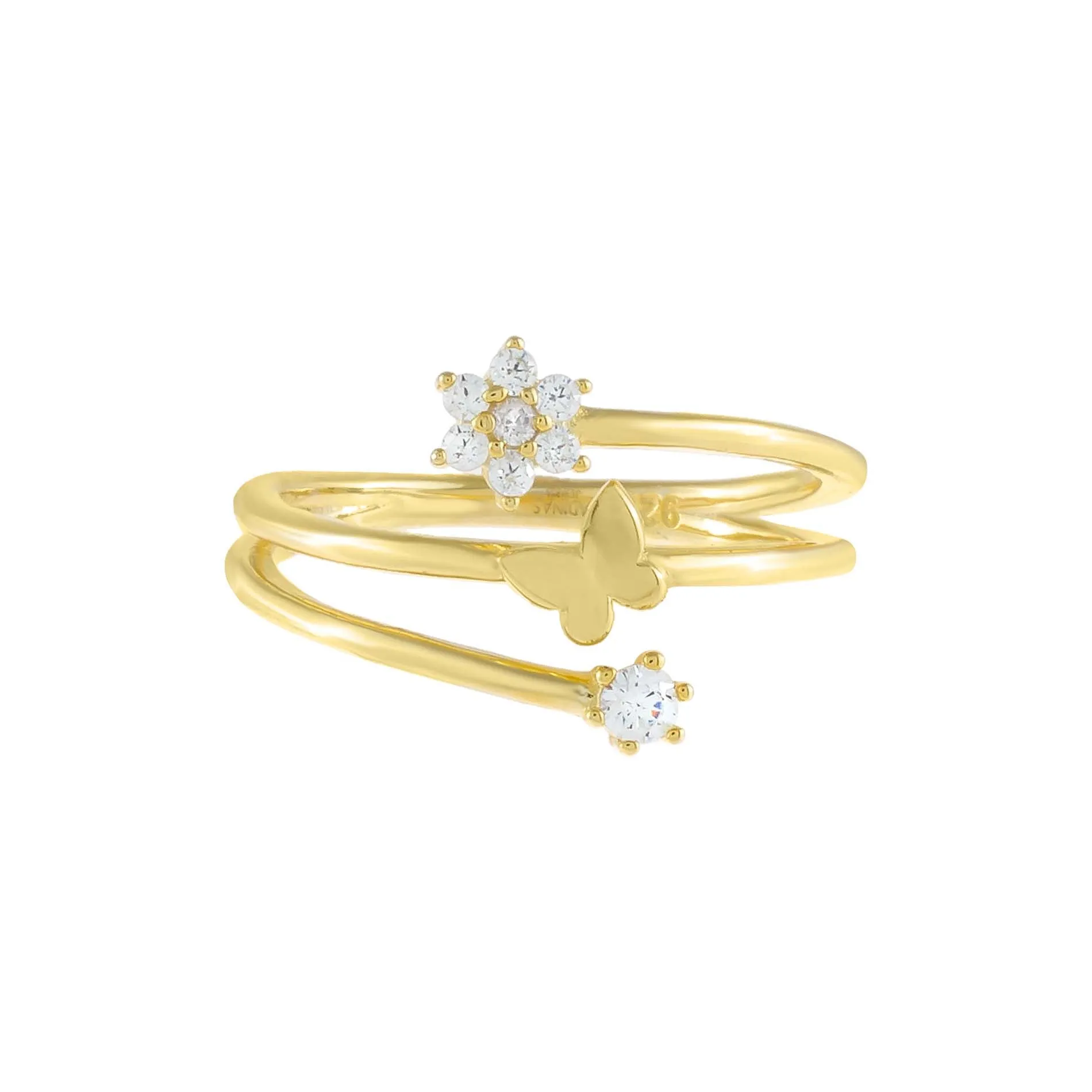 CZ Flower X Butterfly Wrap Ring
