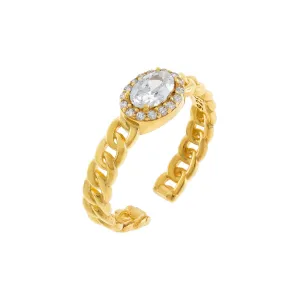 CZ Oval Braided Ring