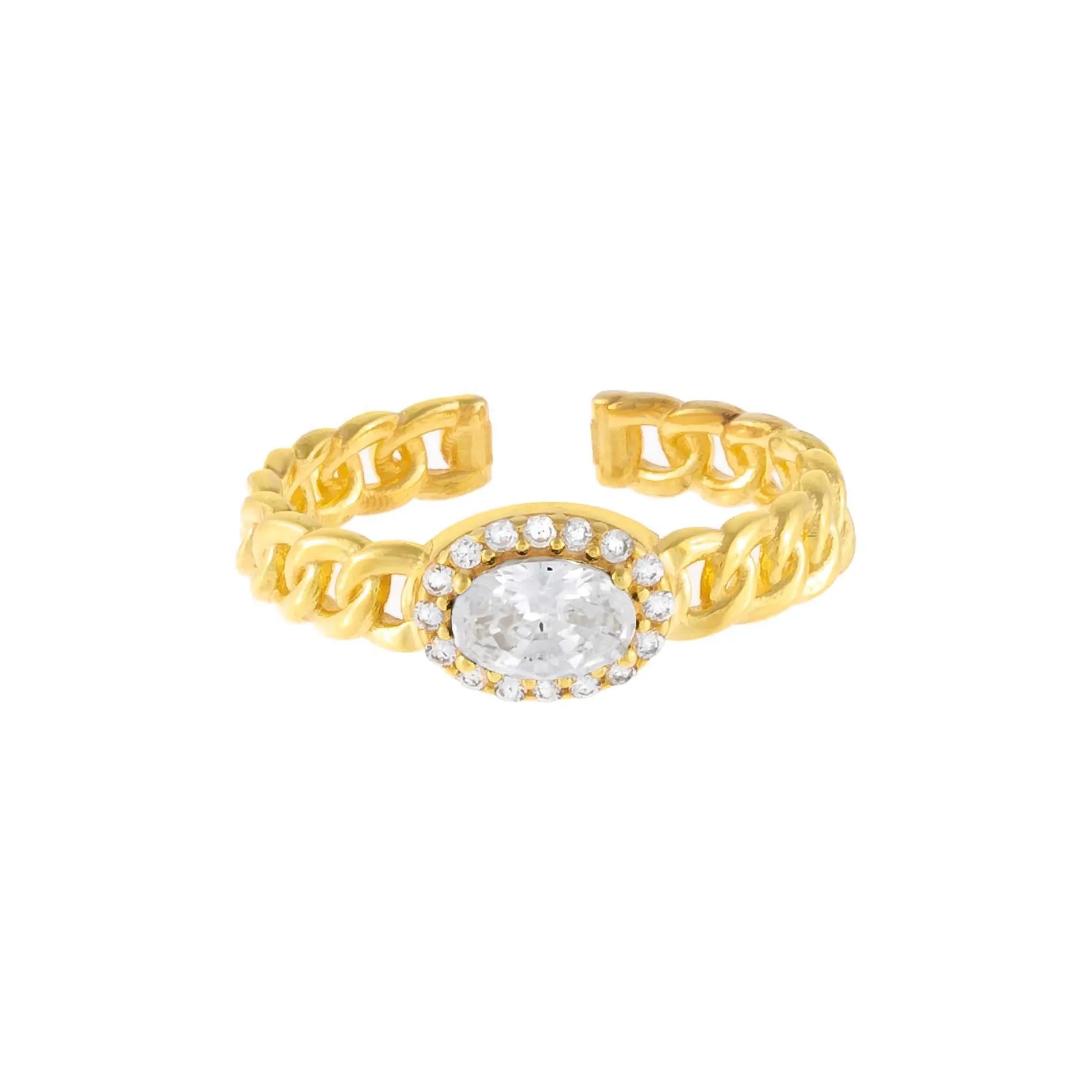 CZ Oval Braided Ring