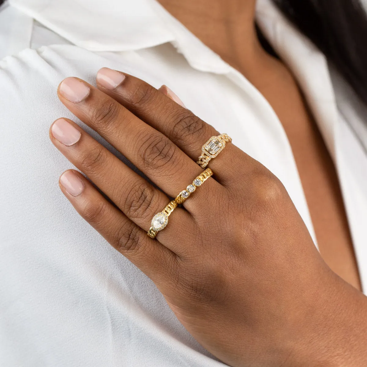 CZ Oval Braided Ring