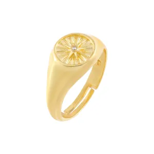 CZ Starburst Adjustable Signet Ring