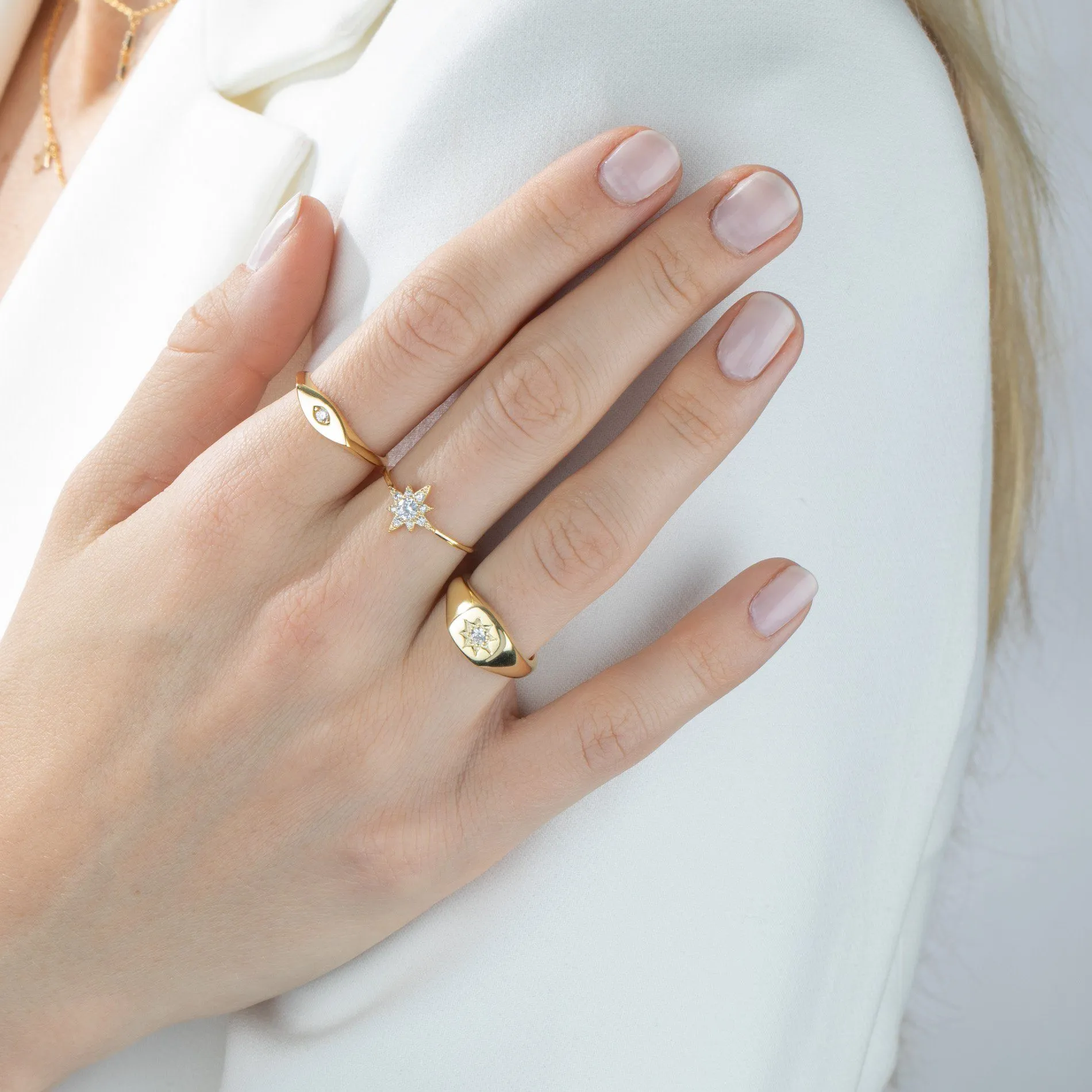 CZ Starburst Dainty Ring