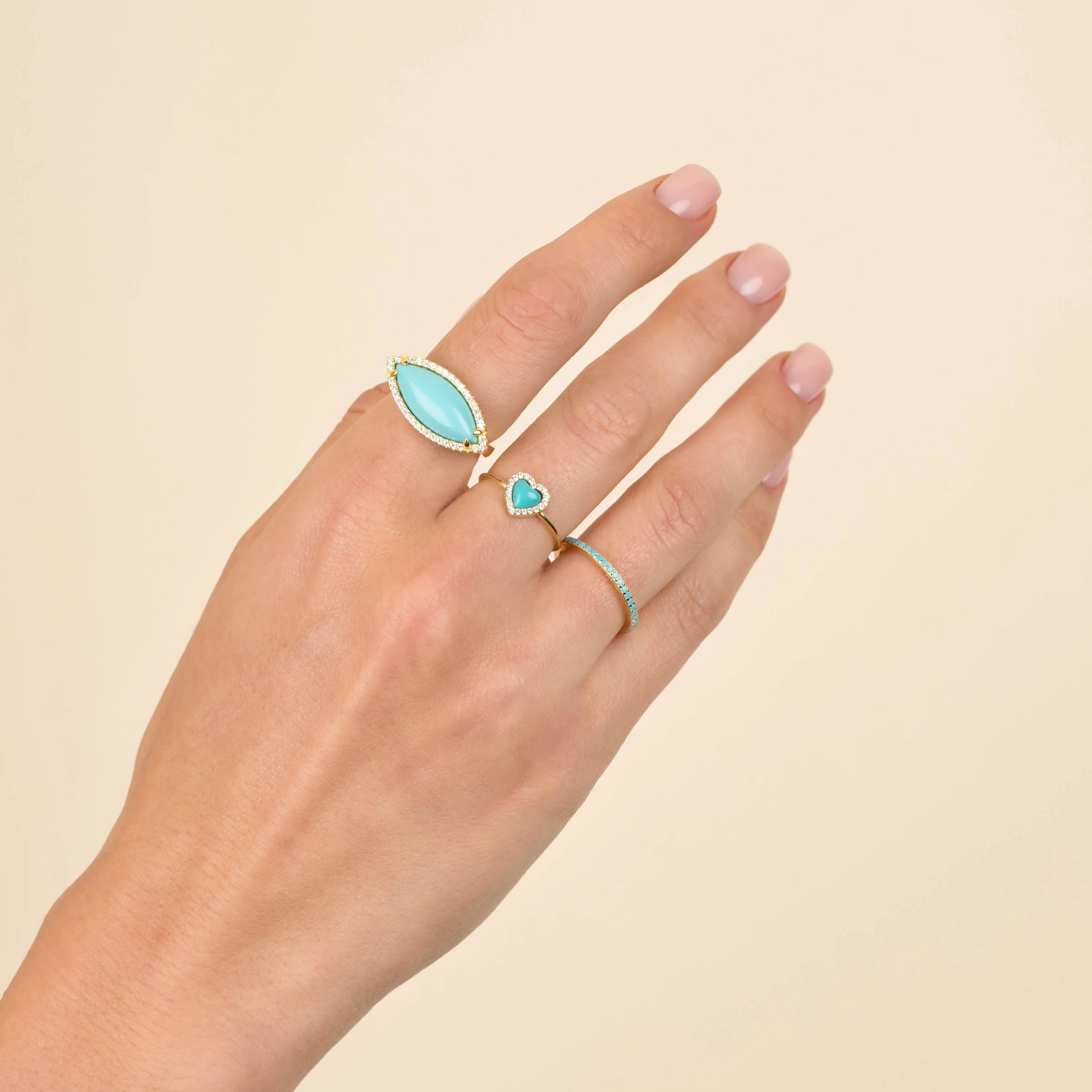 CZ Thin Turquoise Ring