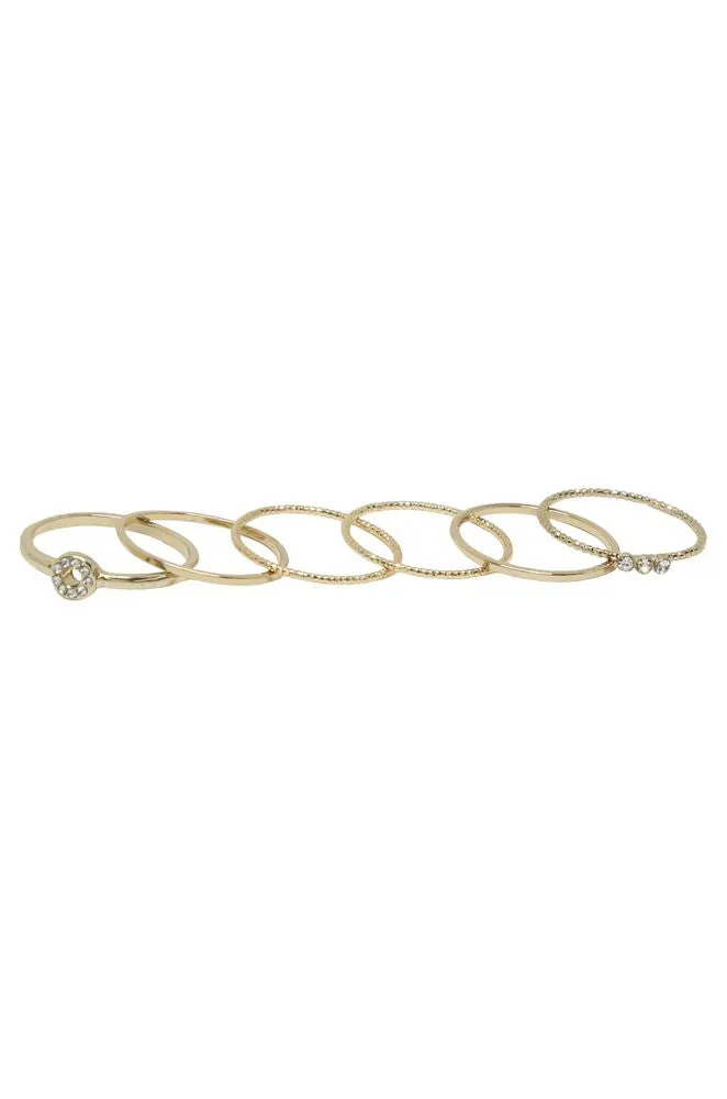 Dainty 18k Gold Plated Stacking Ring Set of 6