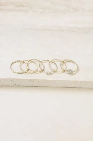 Dainty 18k Gold Plated Stacking Ring Set of 6