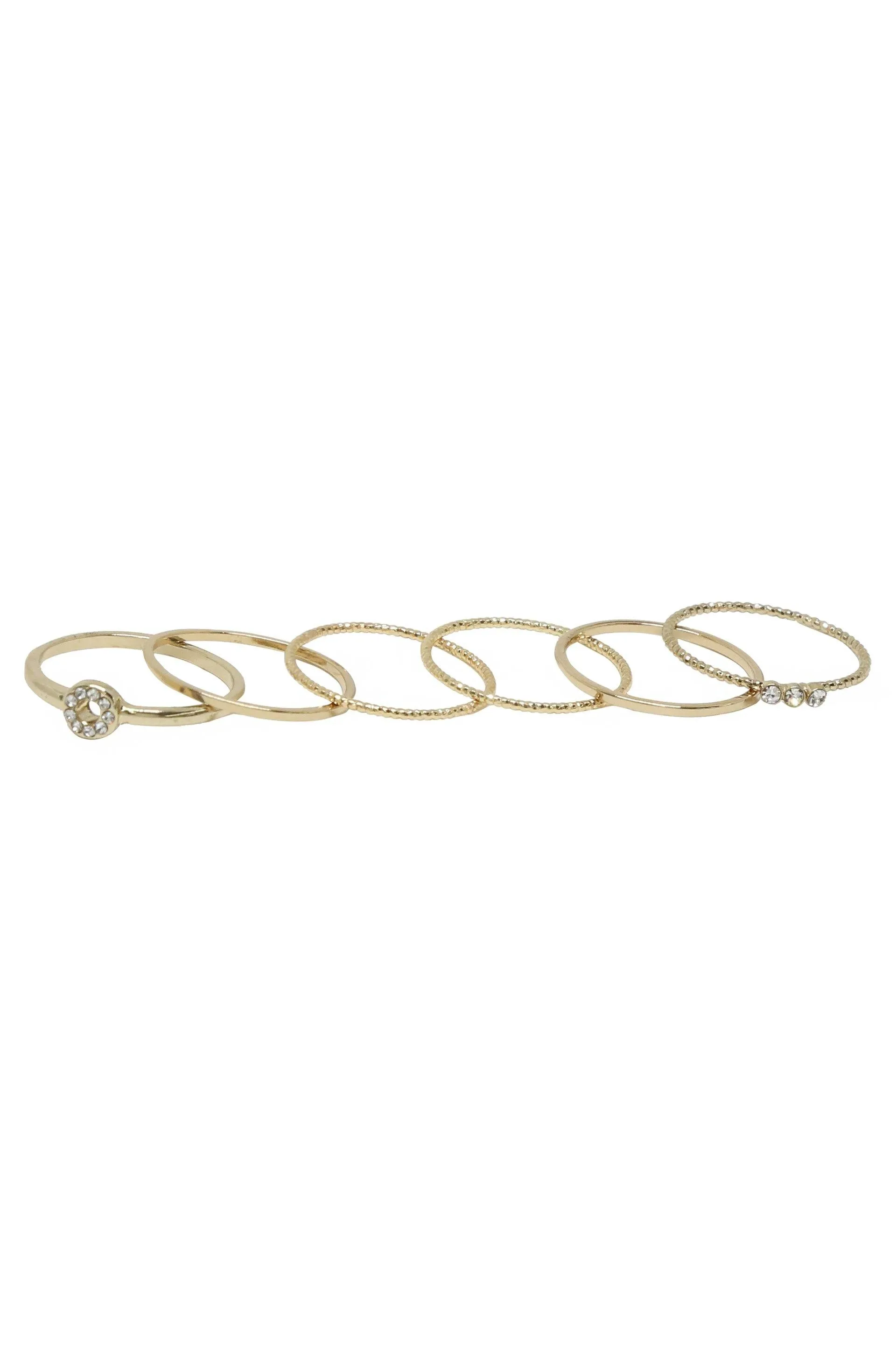 Dainty 18k Gold Plated Stacking Ring Set of 6