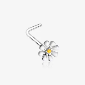 Dainty Adorable Daisy L-Shaped Nose Ring