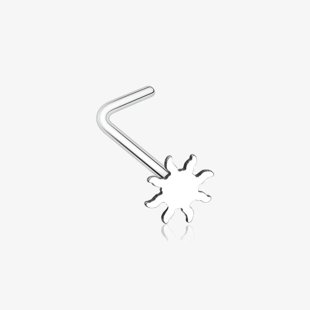Dainty Blazing Sun Icon L-Shaped Nose Ring