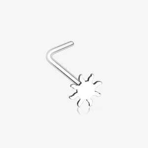 Dainty Blazing Sun Icon L-Shaped Nose Ring