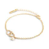 Dainty Bracelet - Gold Double Heart