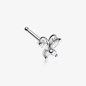 Dainty Butterfly Sparkle Multi-Gem Nose Stud Ring