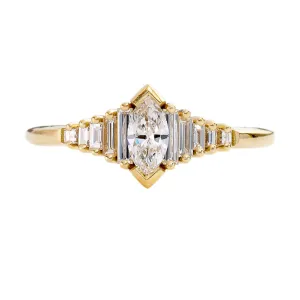 Dainty Deco Ring with Marquise Diamond