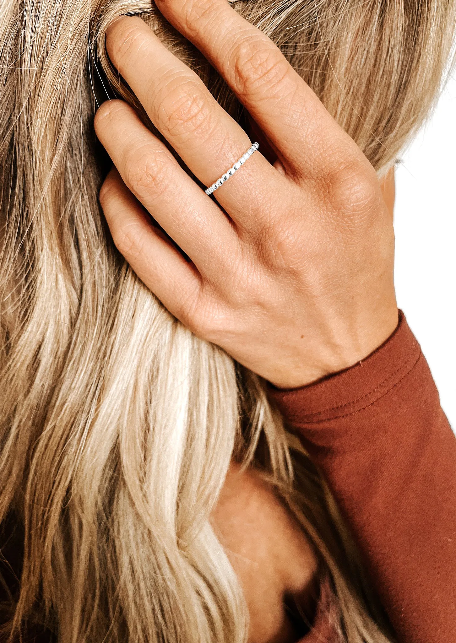 Dainty Flat Beaded Ring