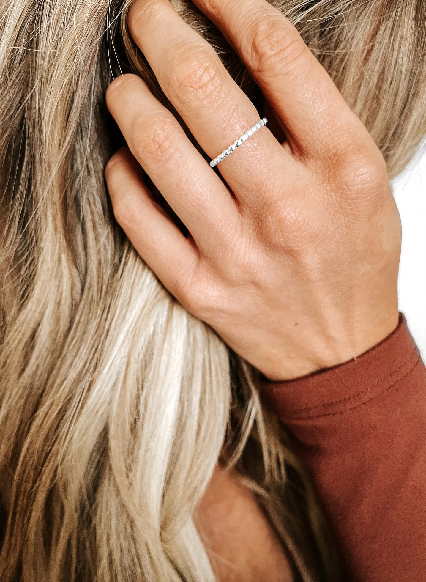 Dainty Flat Beaded Ring