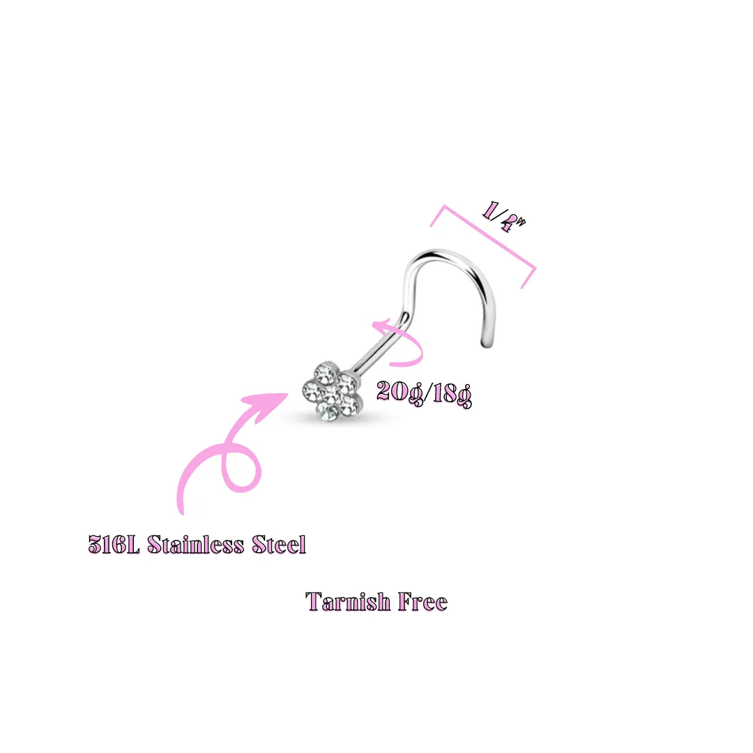 Dainty Gem Flower Nose Screw