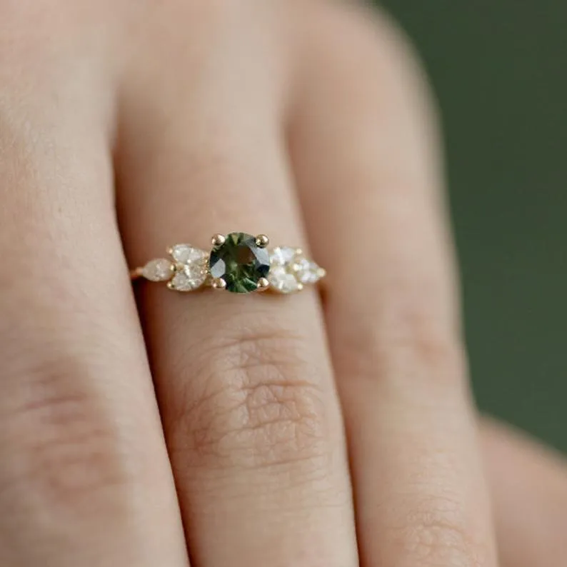 Dainty Green Zircon Ring