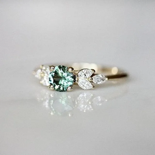 Dainty Green Zircon Ring