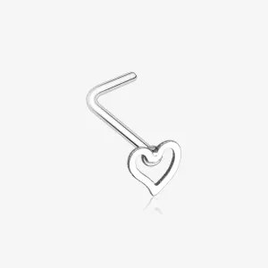Dainty Heart Icon L-Shaped Nose Ring