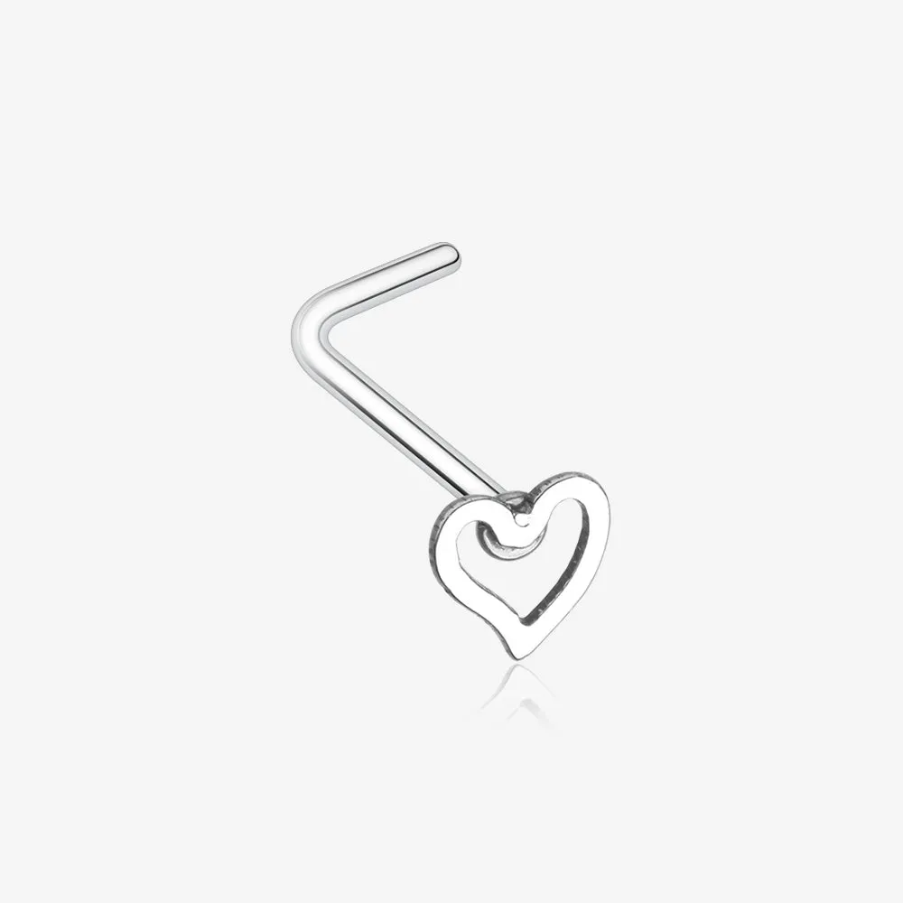 Dainty Heart Icon L-Shaped Nose Ring