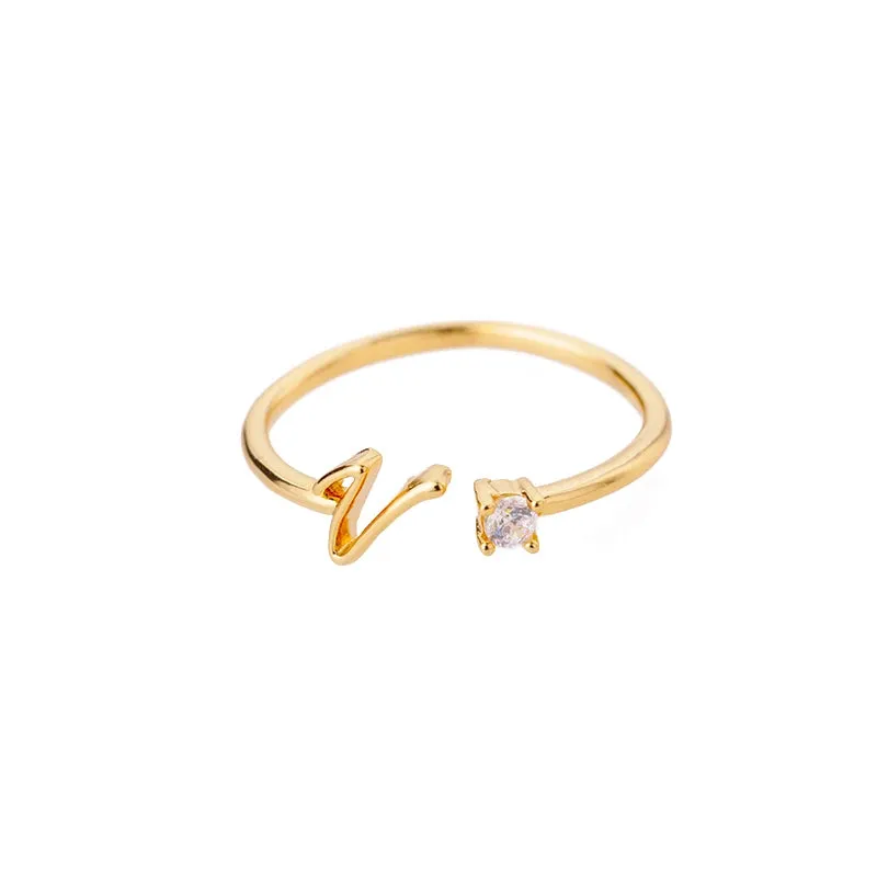 Dainty Initial Ring