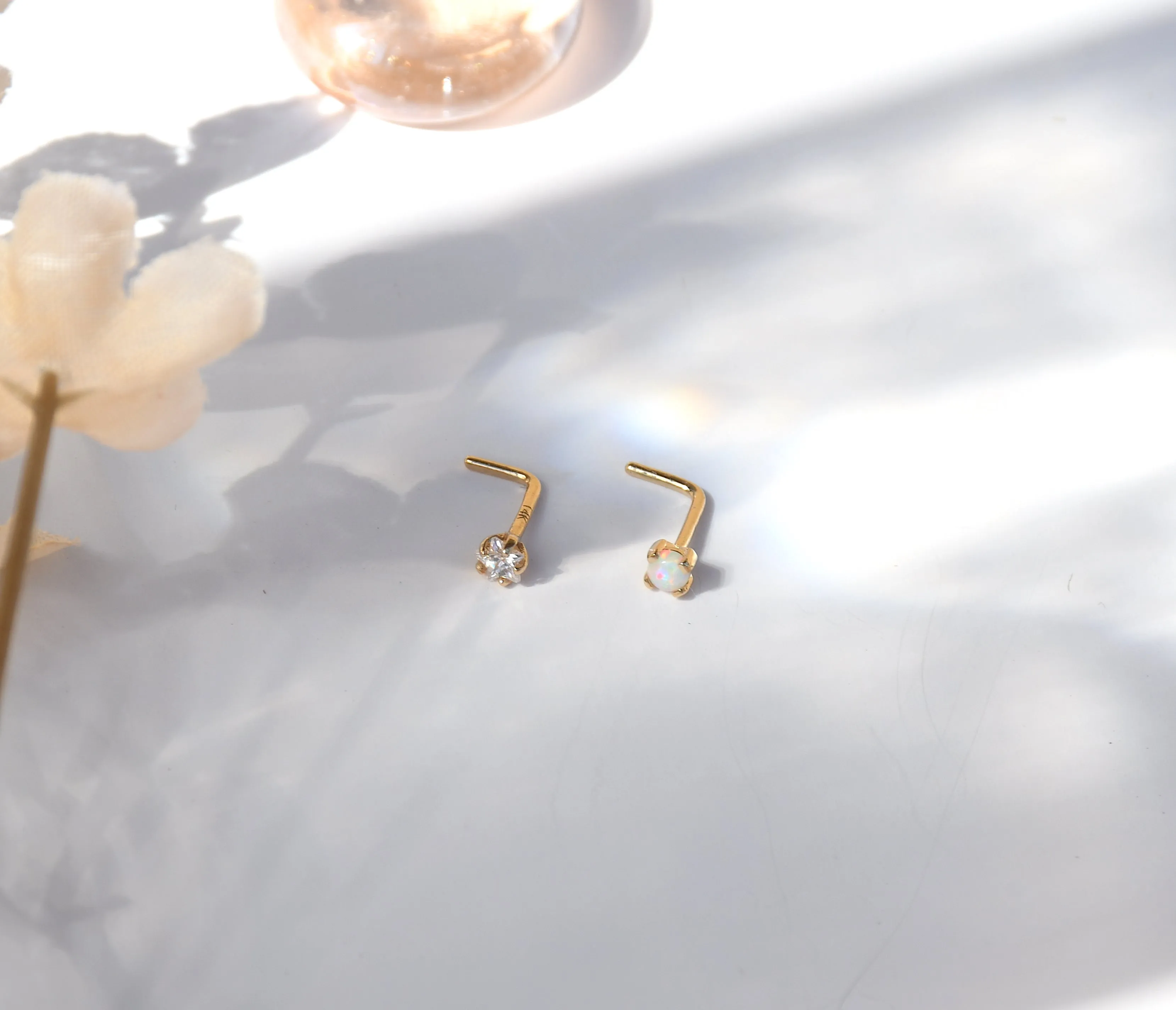 Dainty L Studs (SOLID 14k GOLD)