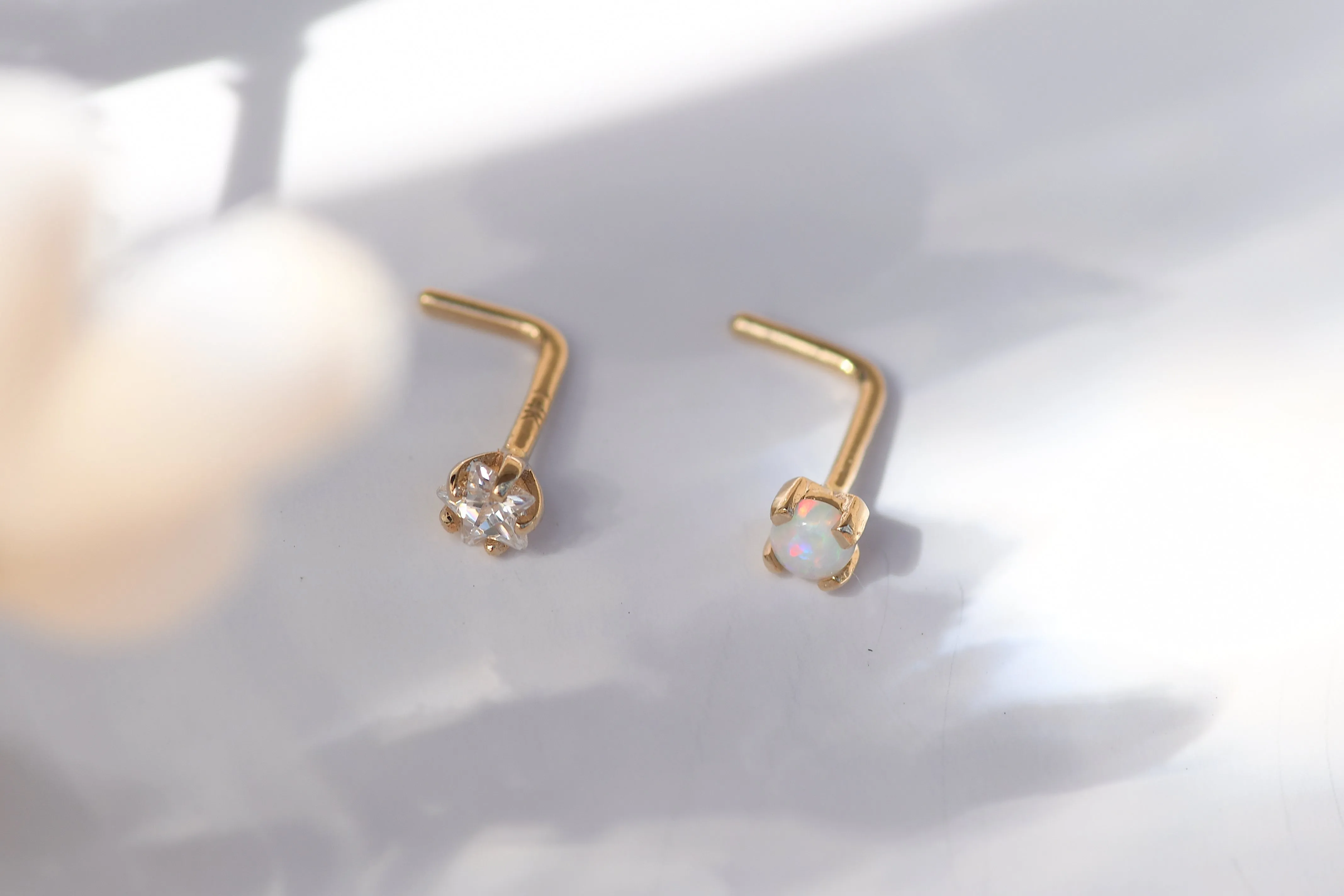 Dainty L Studs (SOLID 14k GOLD)