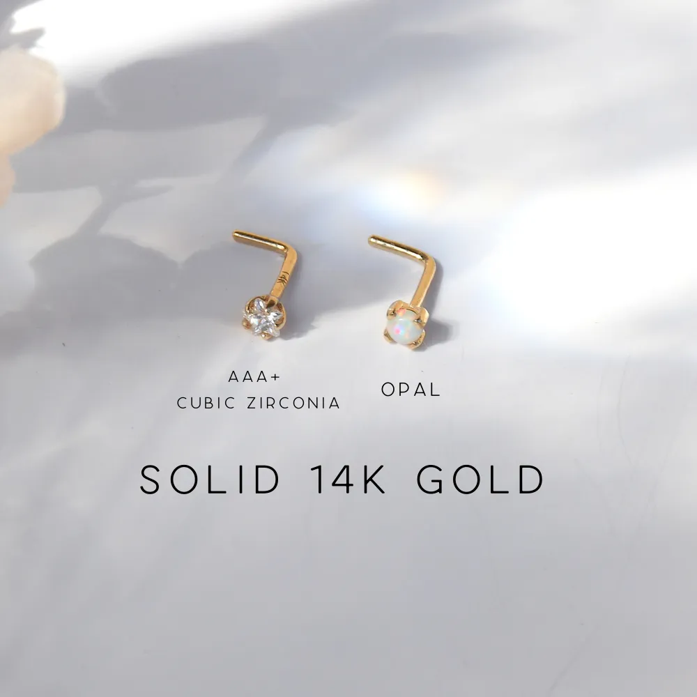 Dainty L Studs (SOLID 14k GOLD)