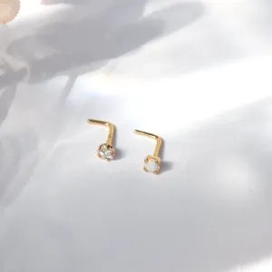 Dainty L Studs (SOLID 14k GOLD)