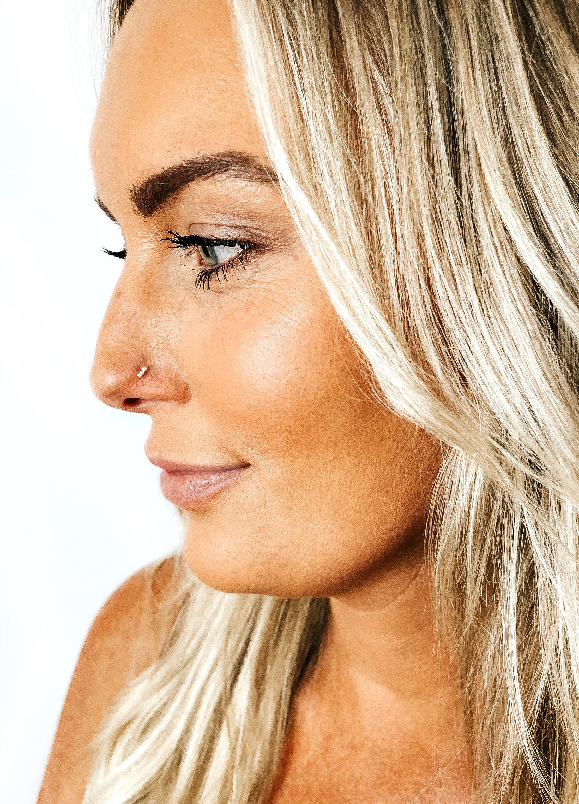 Dainty Nose Stud- Sterling Silver 3 Dot Nose Ring