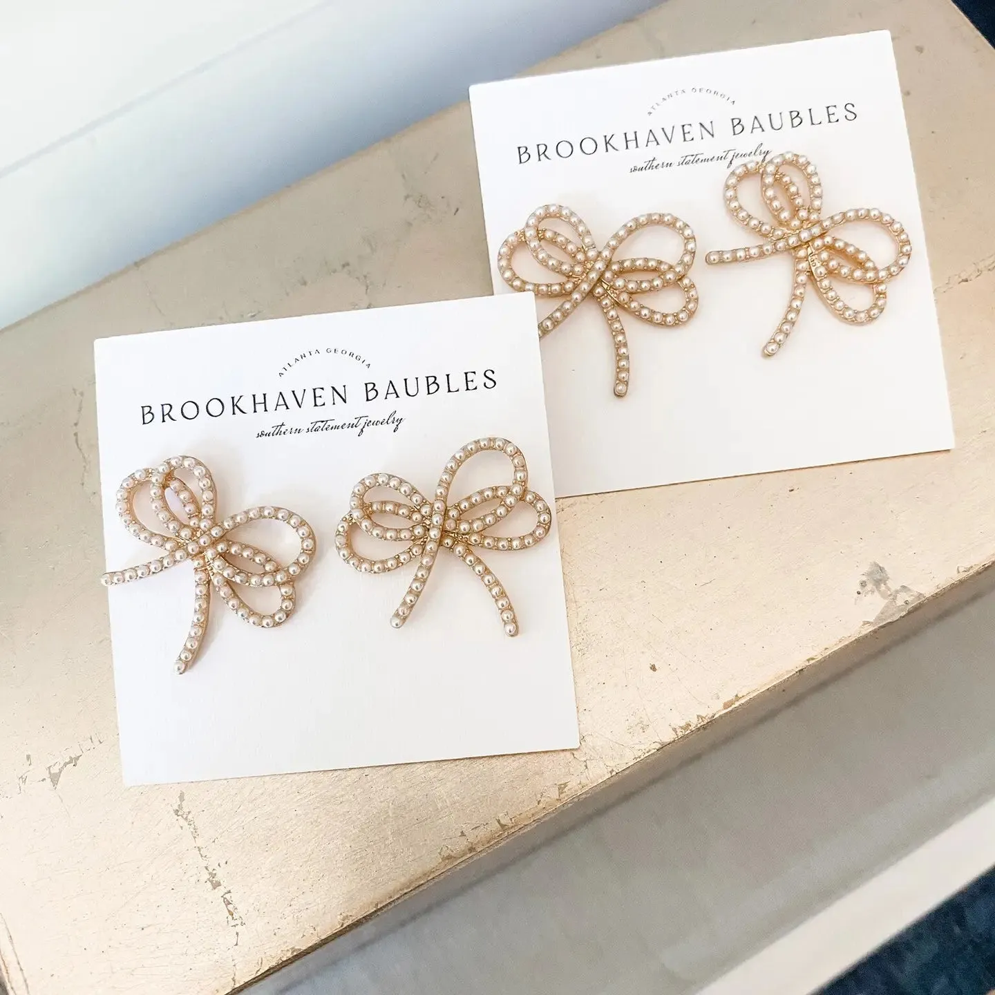 Dainty Pearl Bow Earrings