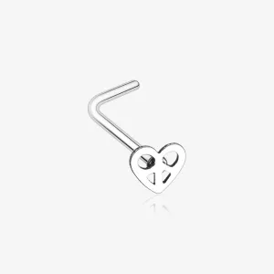 Dainty Pretzel Heart Icon L-Shaped Nose Ring