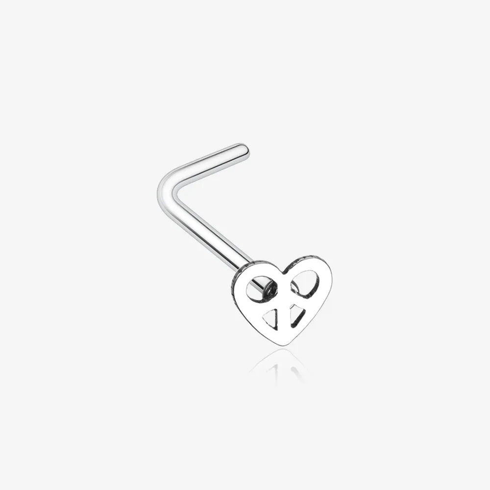 Dainty Pretzel Heart Icon L-Shaped Nose Ring