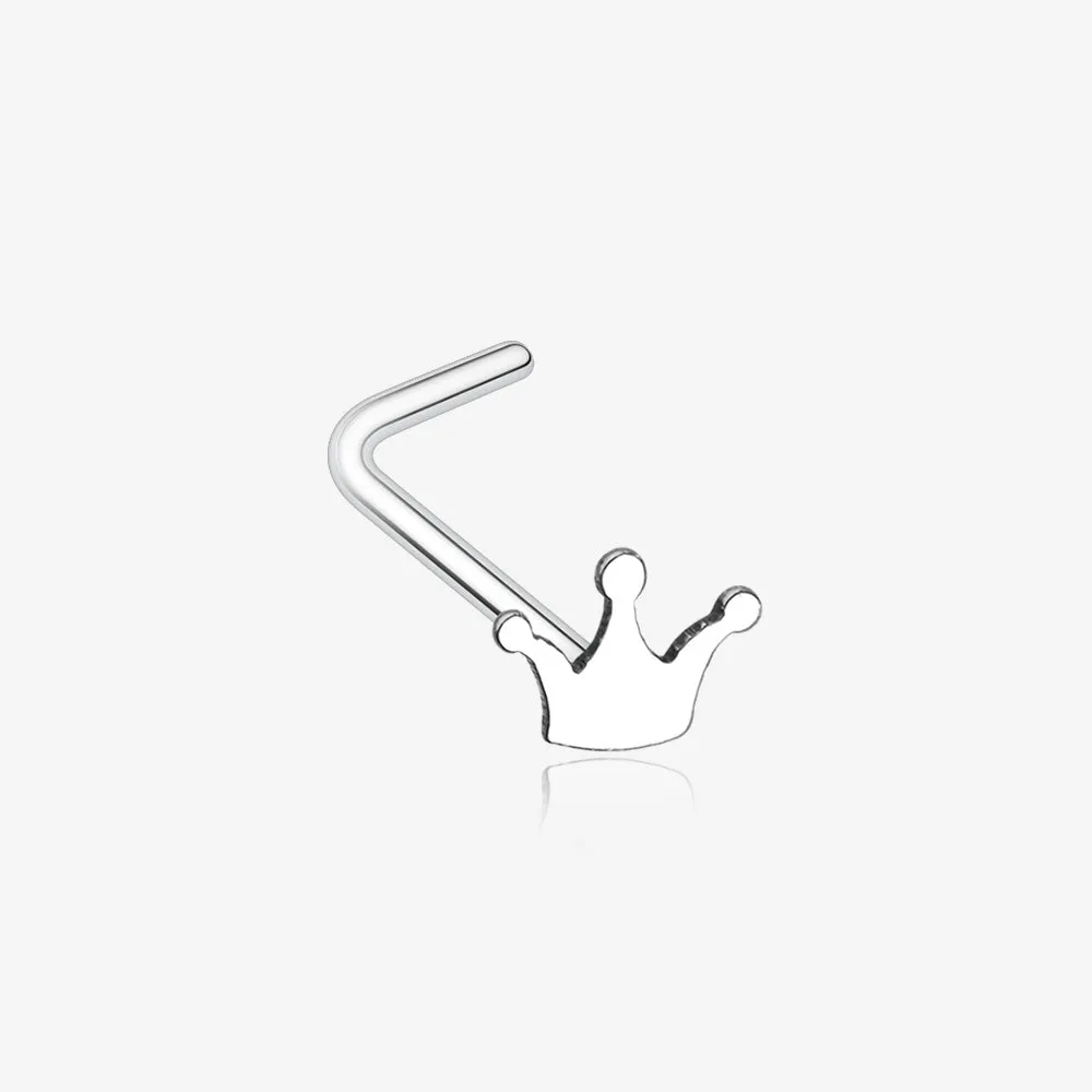 Dainty Princess Crown Icon L-Shaped Nose Ring