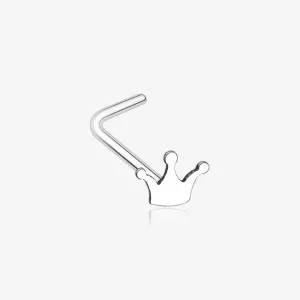 Dainty Princess Crown Icon L-Shaped Nose Ring