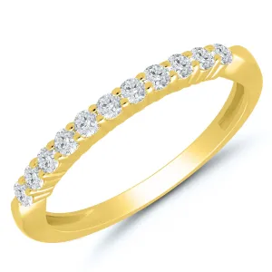 Dainty Prong Set Yellow Gold Anniversary Band with 11 Diamonds, 0.33 cttw