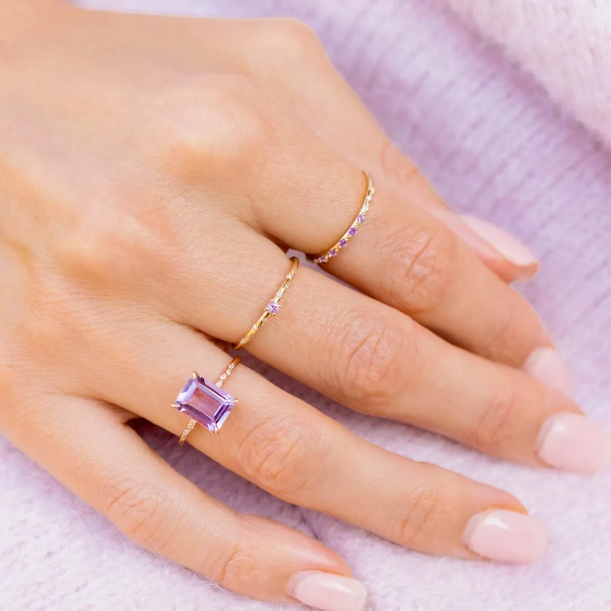 Dainty Starry Birthstone Ring