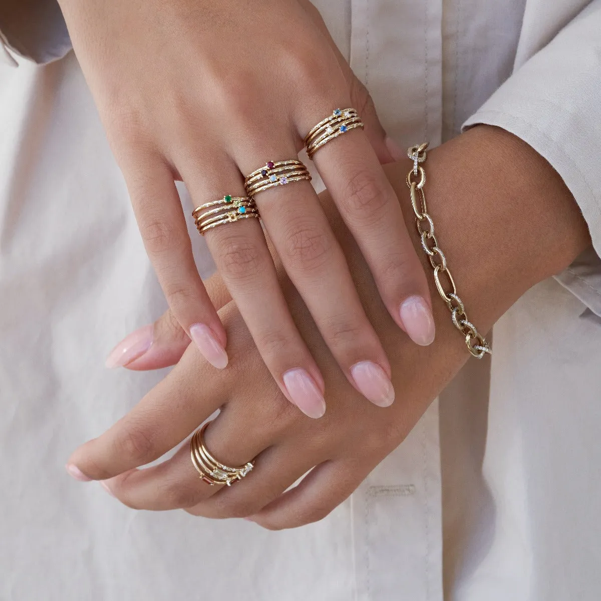 Dainty Starry Birthstone Ring