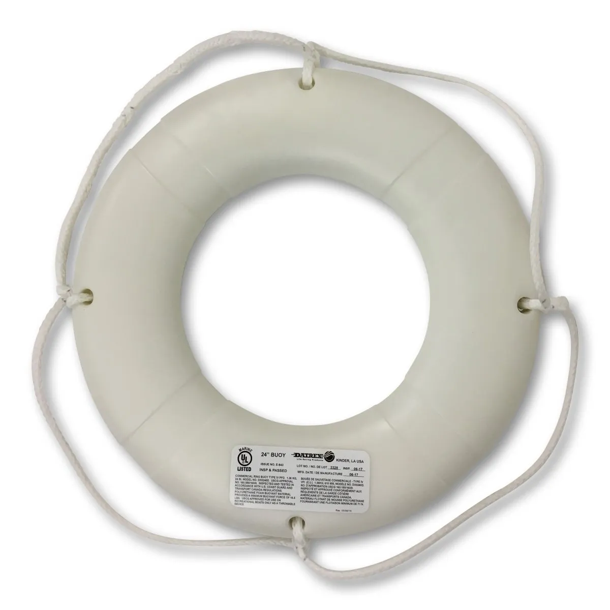 DATREX 24″ Lifering White USCG, No Tape