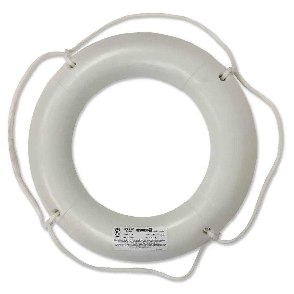 DATREX 30″ Life Ring White USCG, No Tape