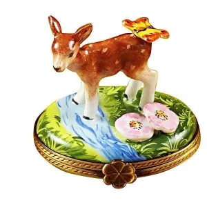 Deer with Butterfly and Flowers