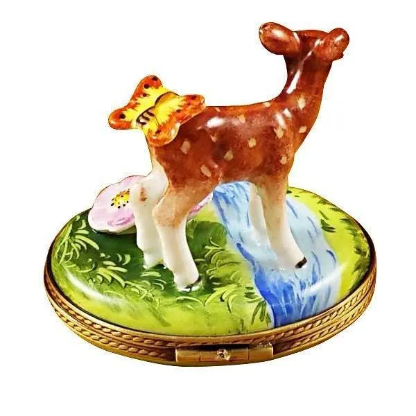 Deer with Butterfly and Flowers