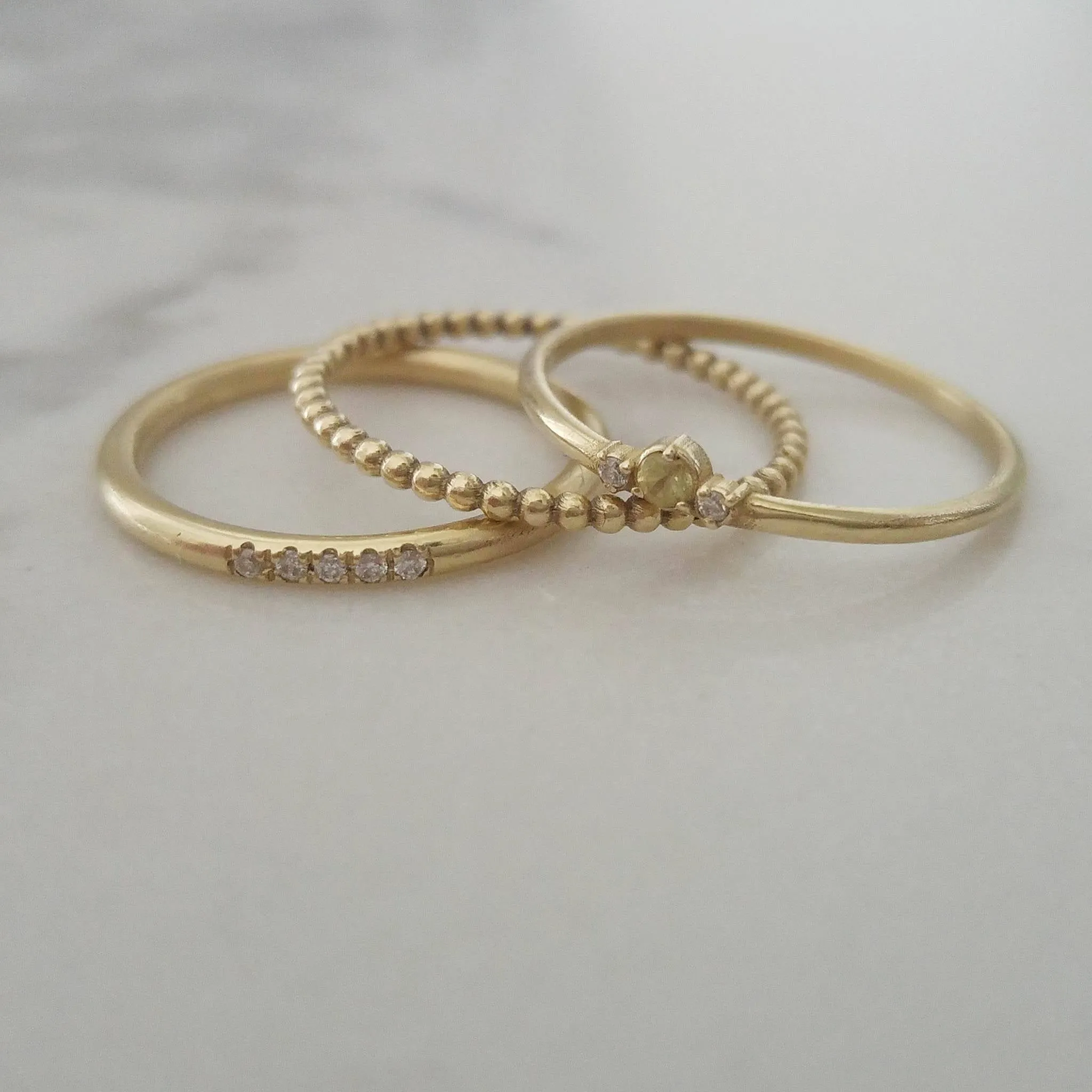 Delicate wedding band set, dainty stacking rings, thin gold stacking rings, 14k gold delicate stacking set, bridal ring set