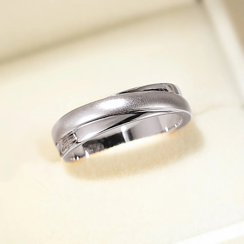 Diamond Criss-Cross Overlay Matching Couple Wedding Rings