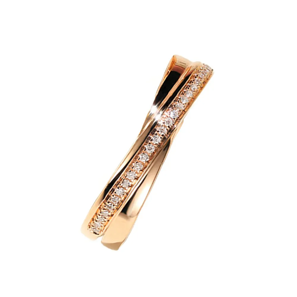 Diamond Criss-Cross Overlay Matching Couple Wedding Rings