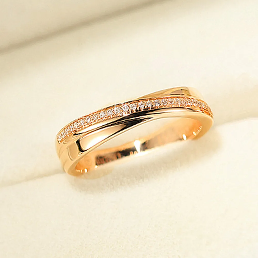 Diamond Criss-Cross Overlay Matching Couple Wedding Rings