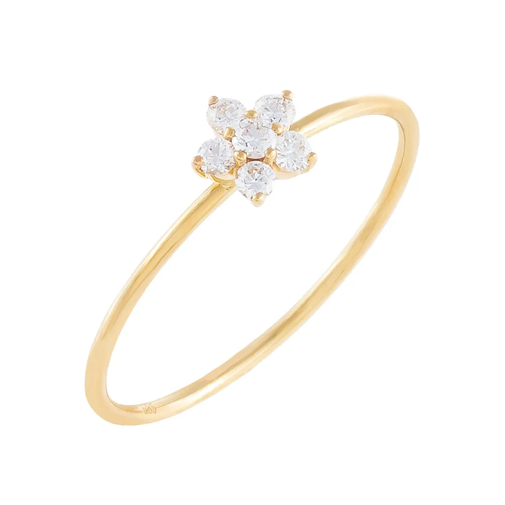 Diamond Dainty Flower Ring 14K