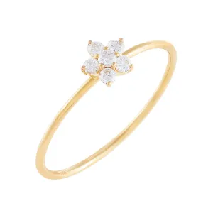 Diamond Dainty Flower Ring 14K