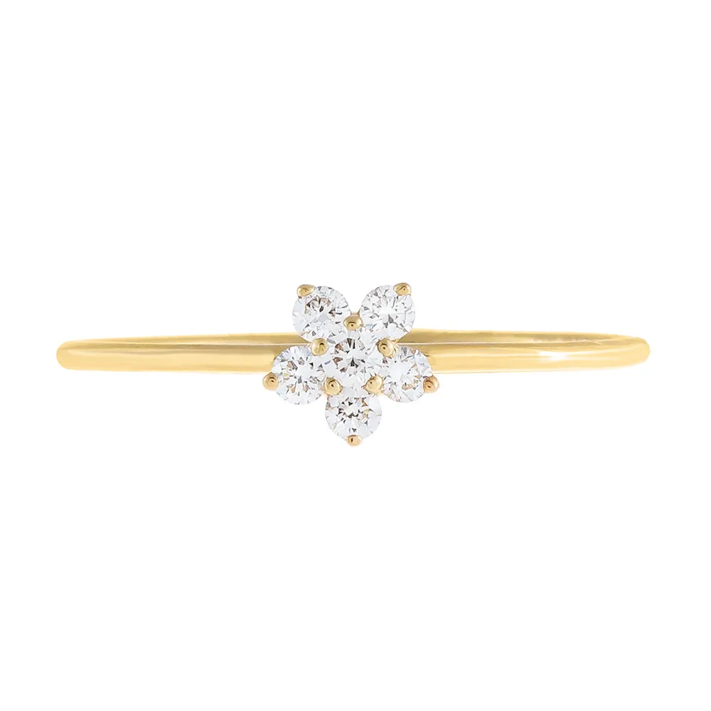 Diamond Dainty Flower Ring 14K